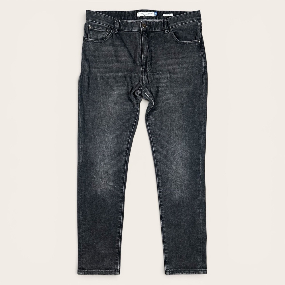 Peter Manning NYC Five Eight  Slim Fit Jeans Mens 33x28 Black Stretch 5 Pocket